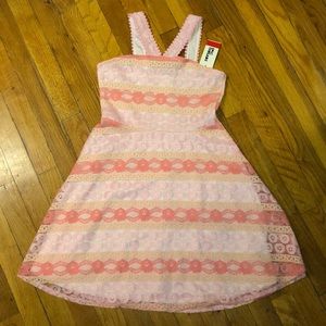 NWT Epic Threads Pastel Pink Lace Halter Dress, L